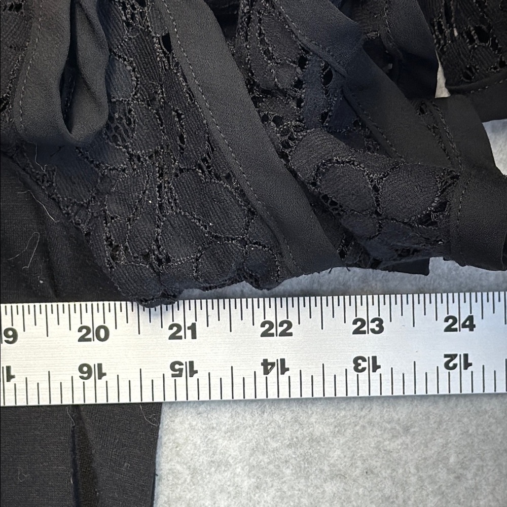 Black Lace Ruffle Sleeve Top - Picture 3 of 7